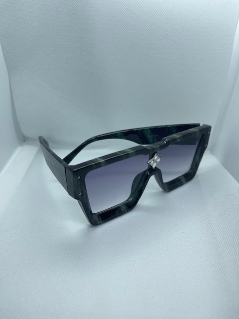 Cyclone Sunglasses - Green Marble (Silver)
