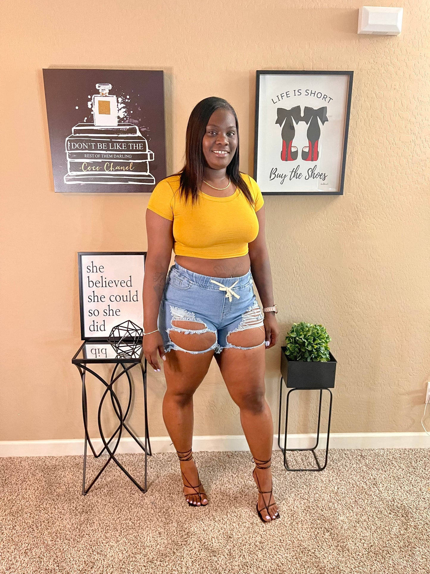 Distressed About It Denim Shorts (shorts only)
