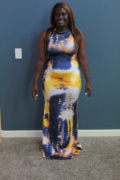 Tie Dye Maxi Dress - Blue