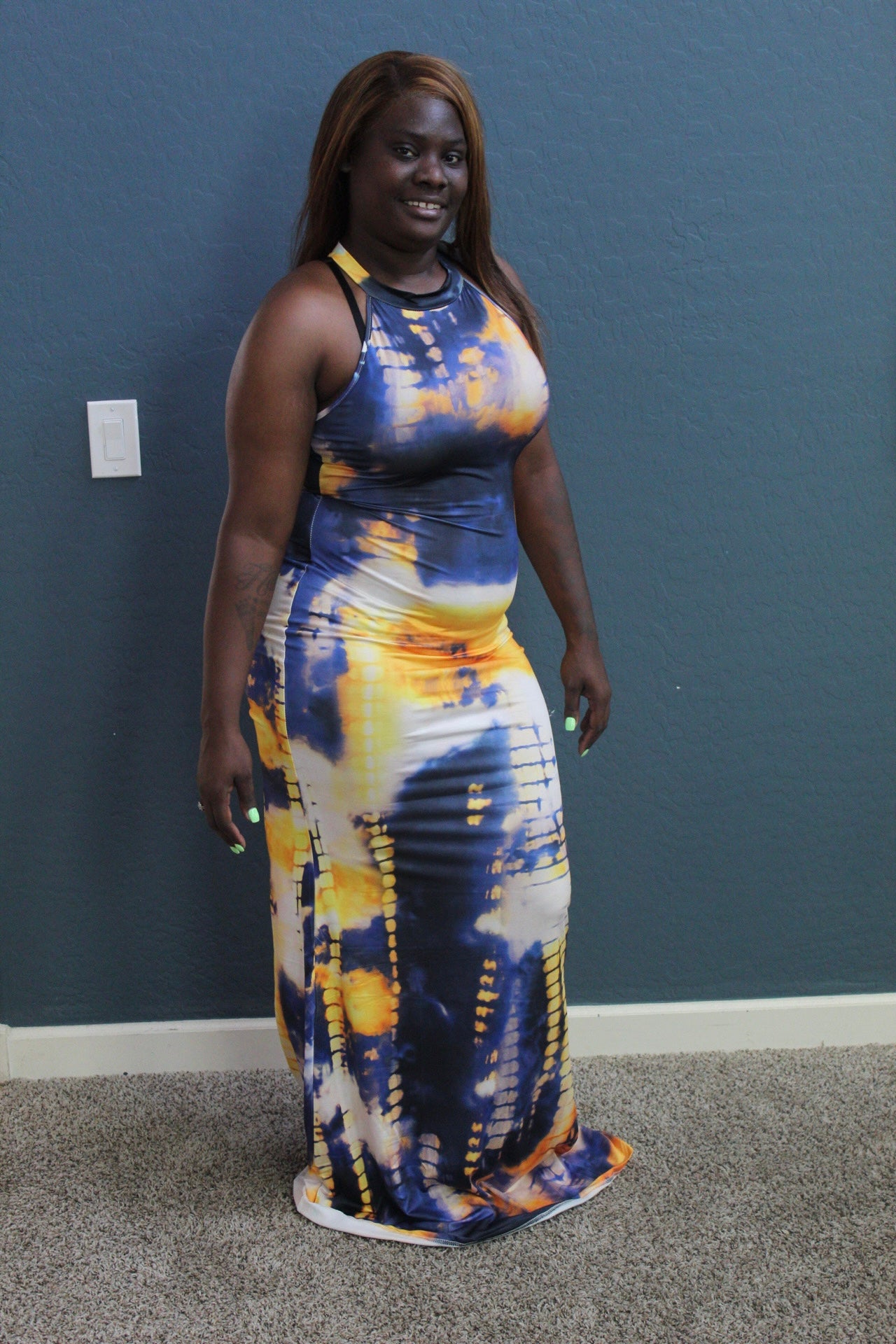 Tie Dye Maxi Dress - Blue