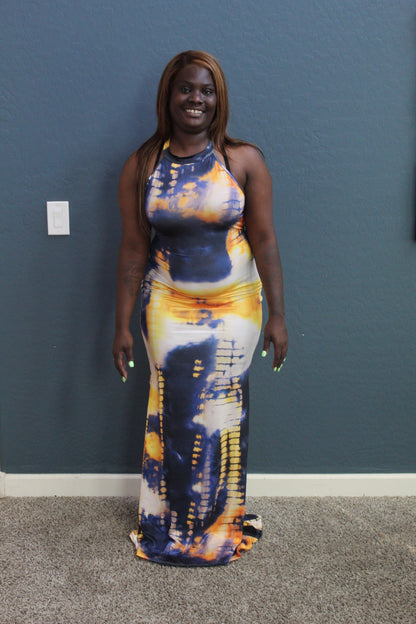 Tie Dye Maxi Dress - Blue