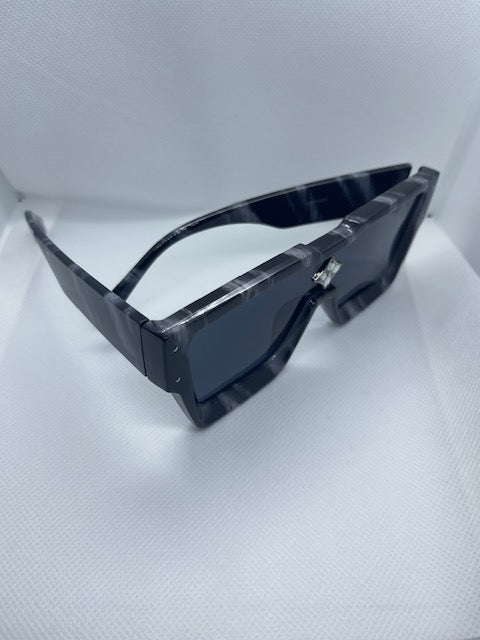 Cyclone Sunglasses - Black/White Marble (Silver) – Ambitious Gyrl