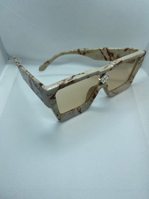 Cyclone Sunglasses 2 - Beige/Brown Marble (Gold) – Ambitious Gyrl Boutique